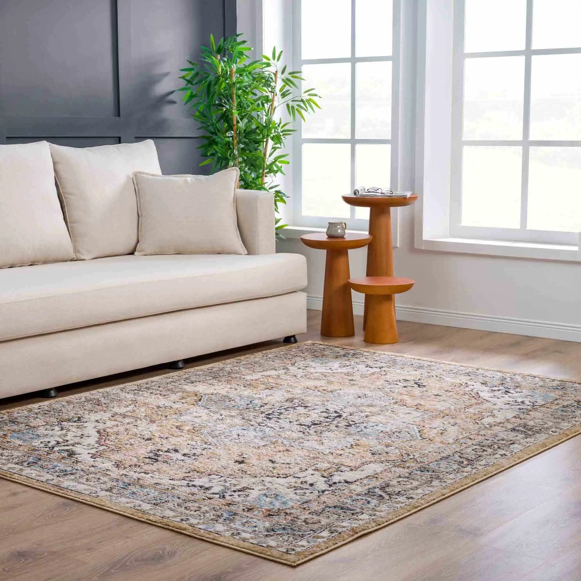 Albie Gold & Beige Area Rug by Hauteloom