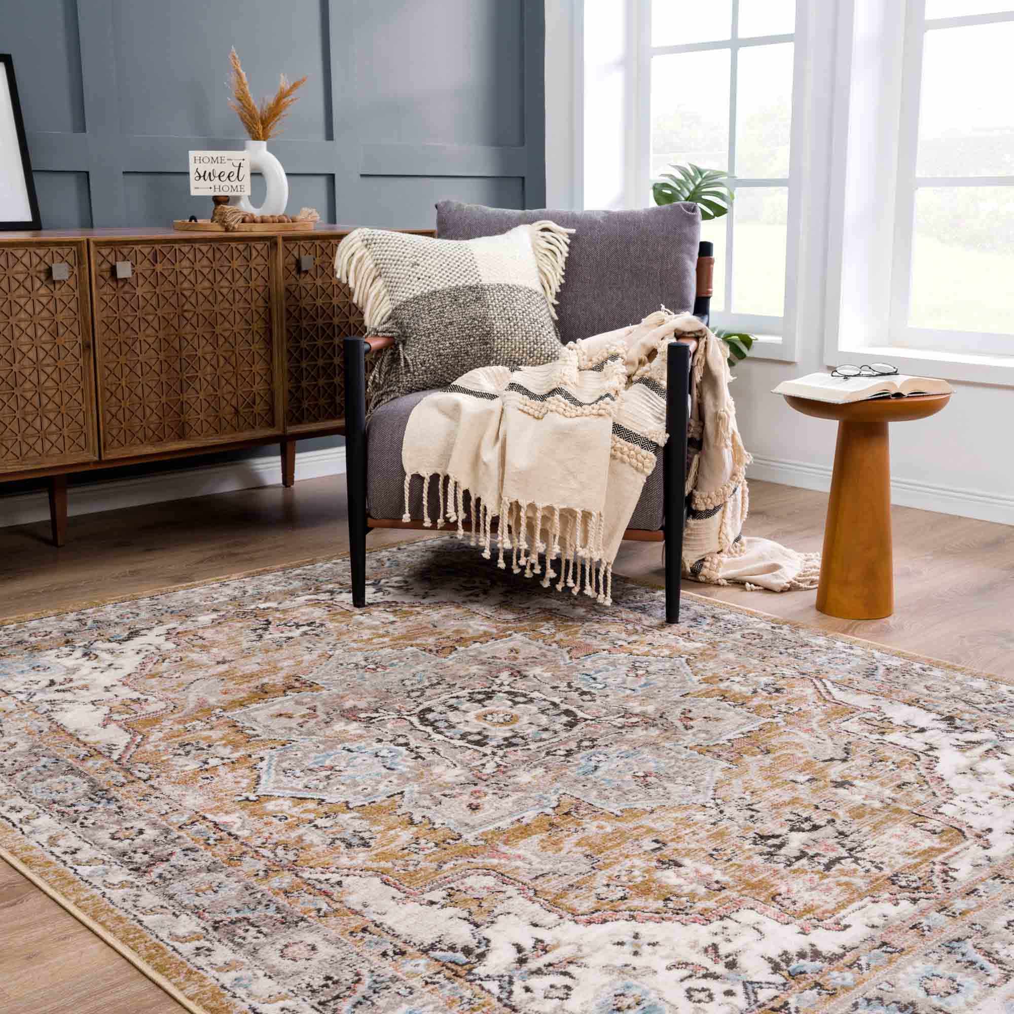 Albie Gold & Beige Area Rug by Hauteloom