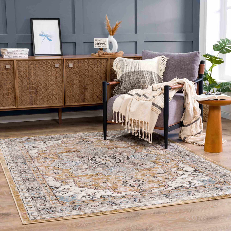 Albie Gold & Beige Area Rug by Hauteloom