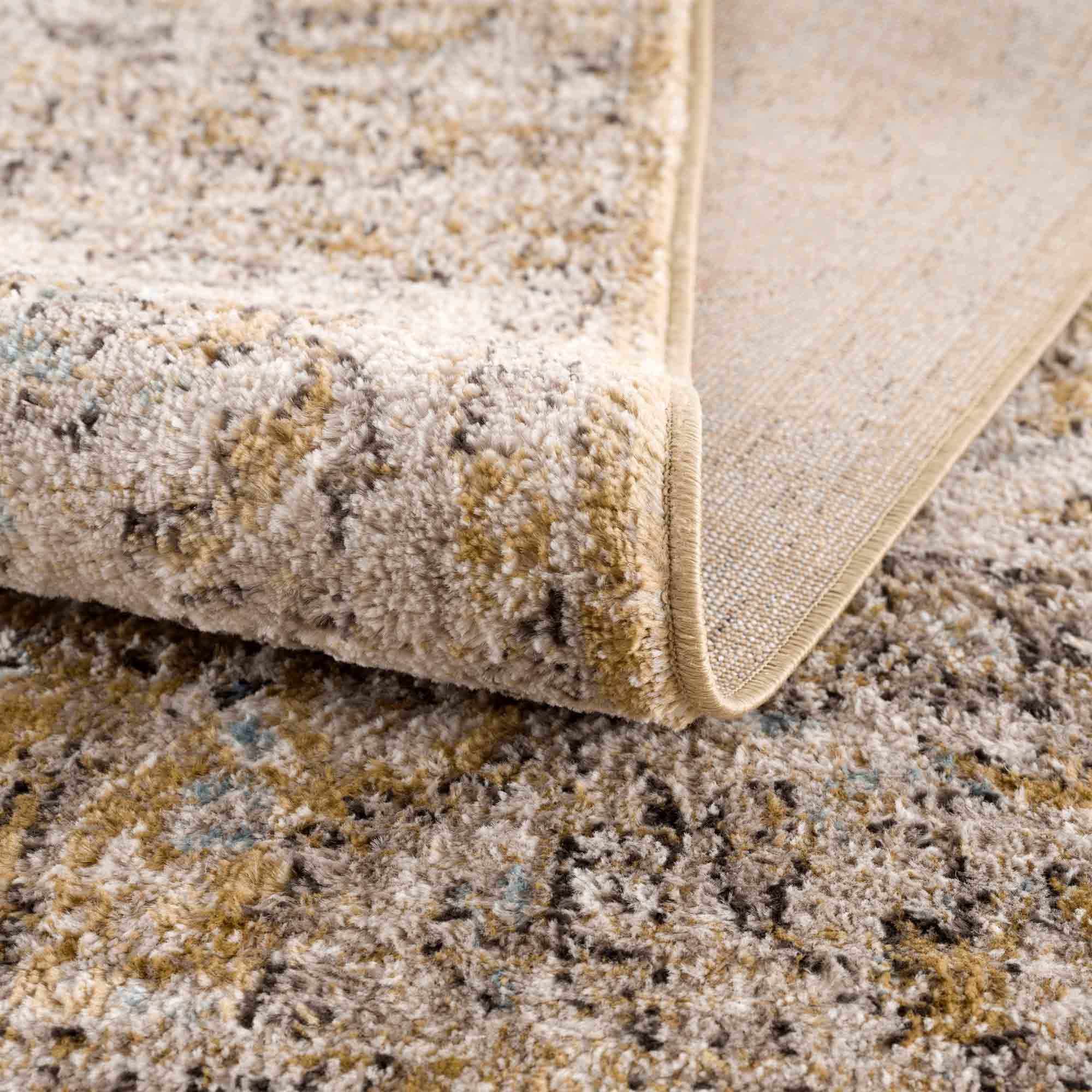 Anana Gold & Beige Area Rug by Hauteloom
