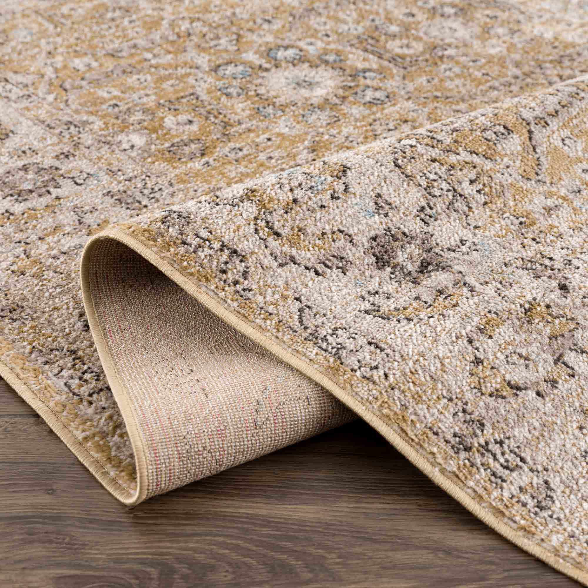 Anana Gold & Beige Area Rug by Hauteloom