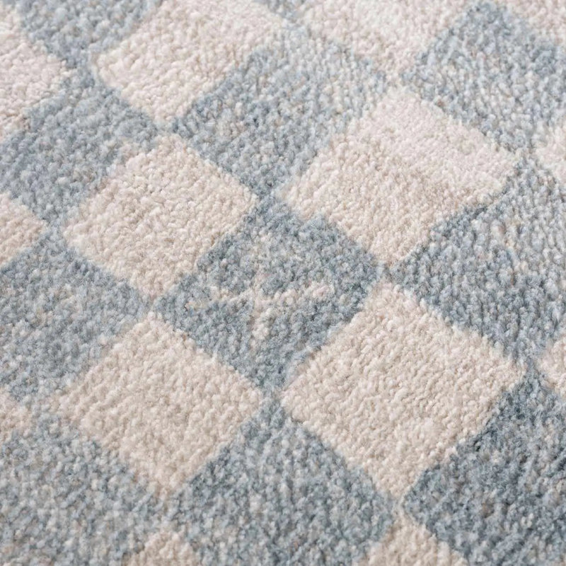 Benjy Cream & Light Blue Checkered Area Rug by Boutique Rugs