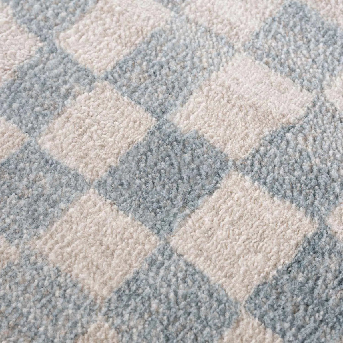 Benjy Cream & Light Blue Checkered Area Rug, photo 10 of 12