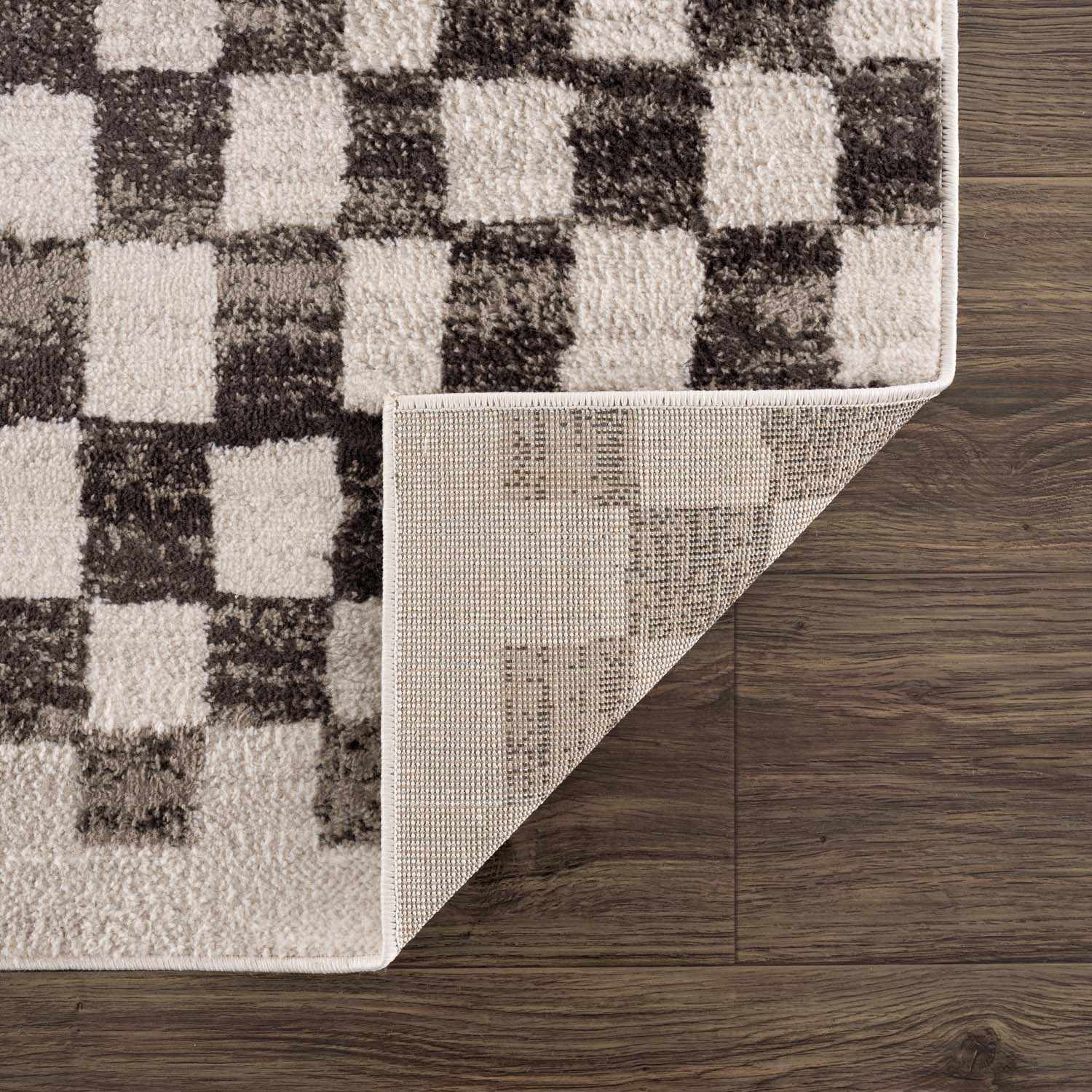 Benjy Cream & Charcoal Checkered Area Rug by Hauteloom