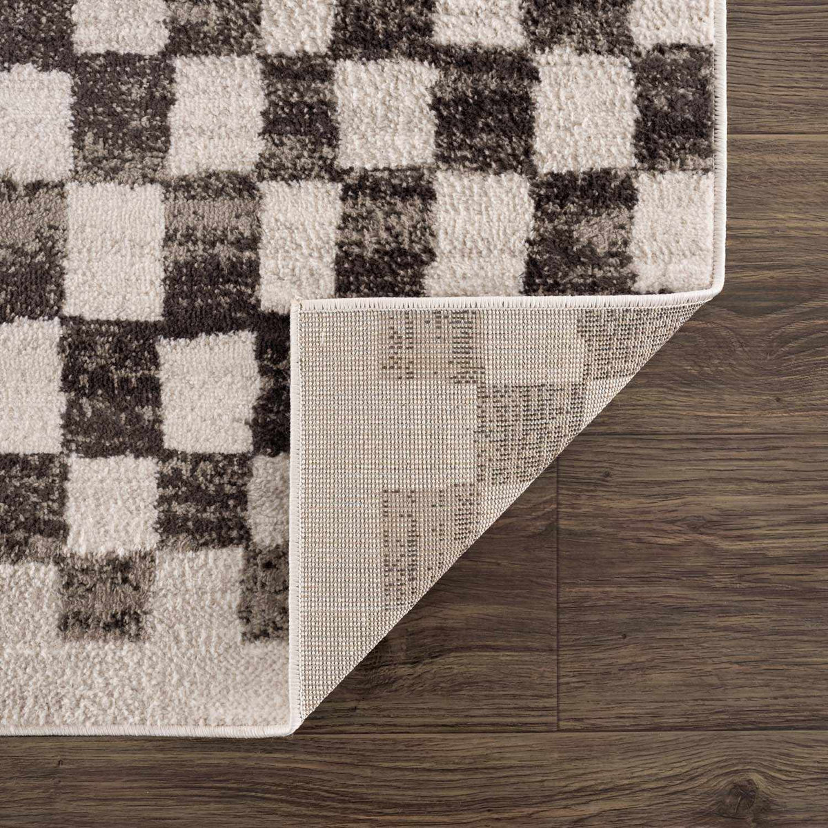 Benjy Cream & Charcoal Checkered Area Rug, photo 5 of 12