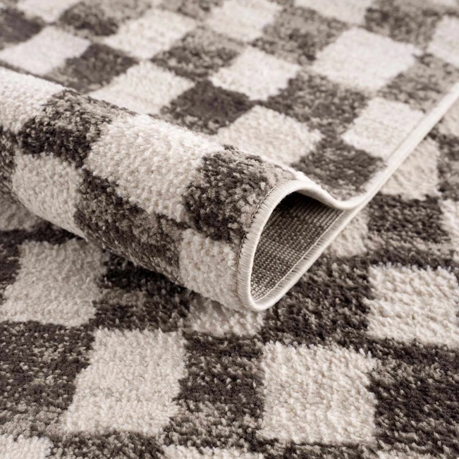 Benjy Cream & Charcoal Checkered Area Rug by Hauteloom