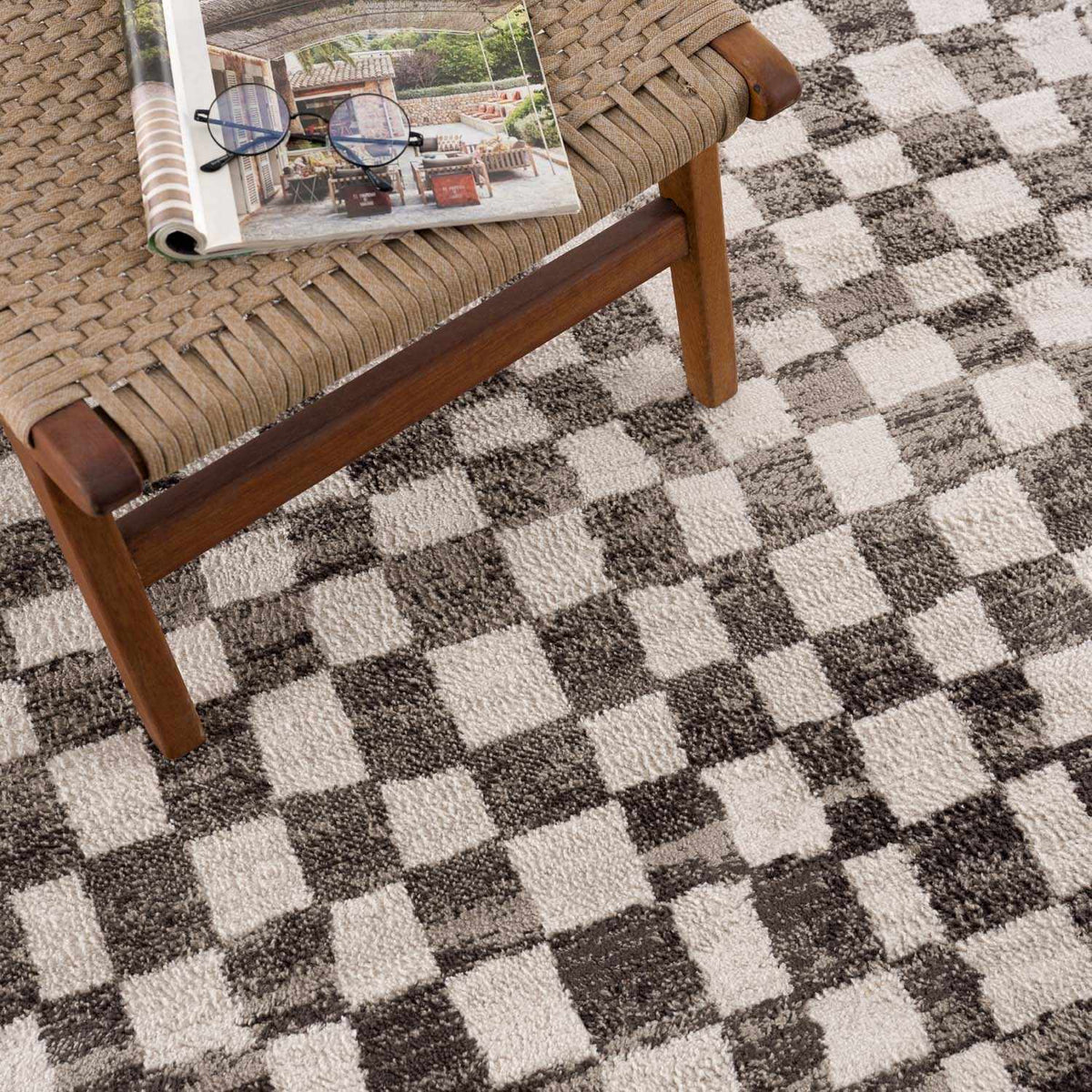Benjy Cream & Charcoal Checkered Area Rug, photo 12 of 12