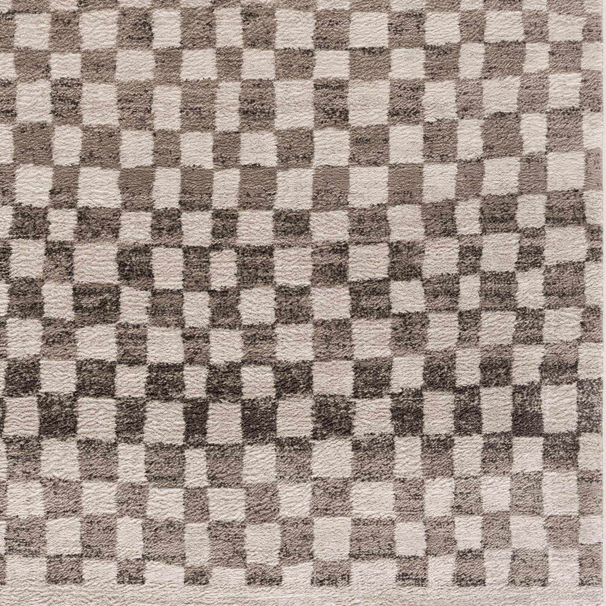 Benjy Cream & Charcoal Checkered Area Rug, sample swatch