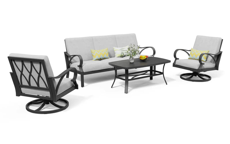 Puget 4-Piece Aluminum Living Room Set With Swivel Chairs by Outdoor-USA®