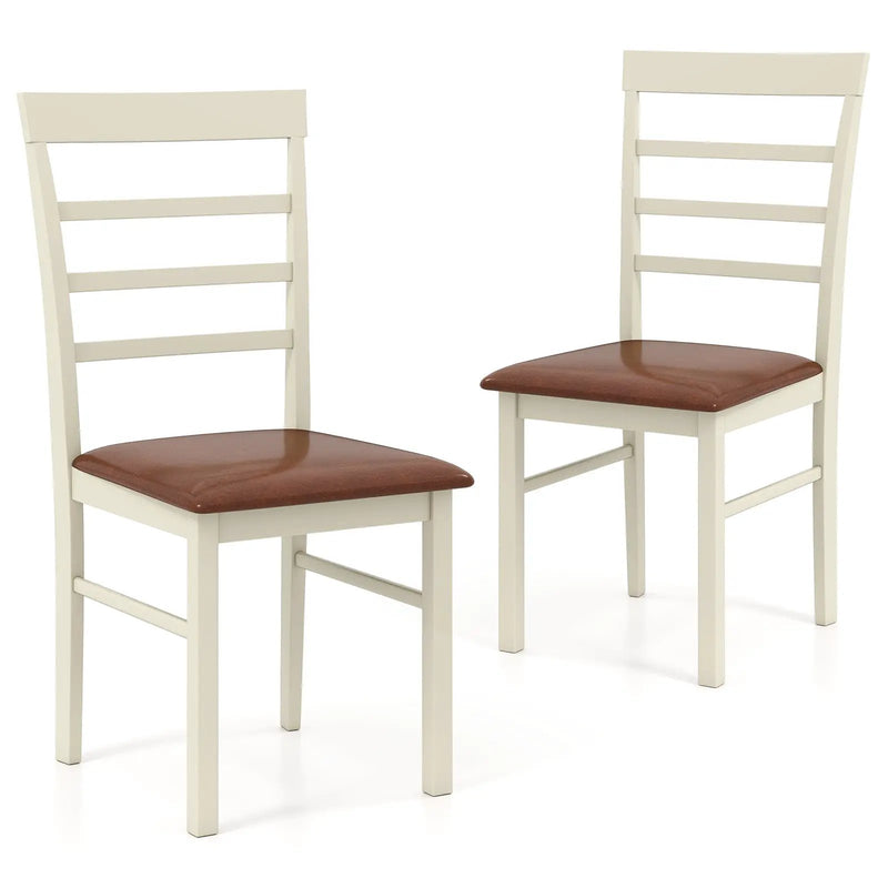 PU Leather Upholstered Armless Wooden Dining Chair Set of 2-White by DirectDeals