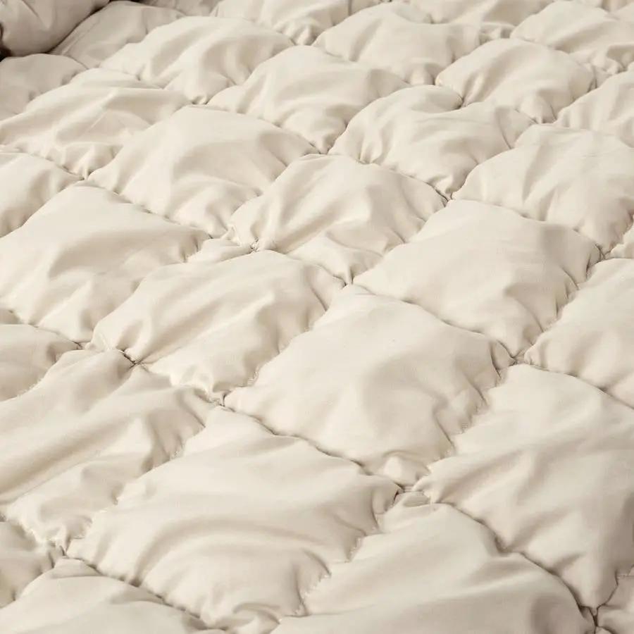 Twin/XL Soft Lightweight Puff Textured 2-Piece Comforter Set in Neutral Tan by HomePacific