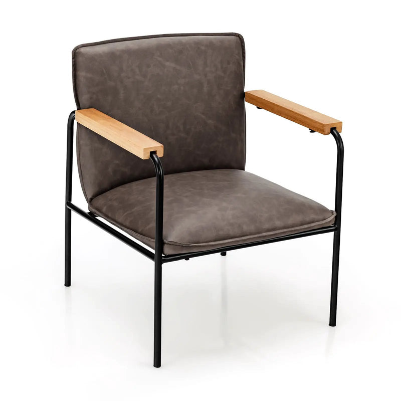 PU Leather Accent Chair with Rubber Wood Armrests by DirectDeals