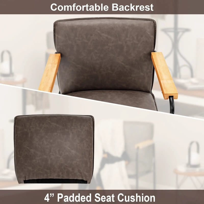 PU Leather Accent Chair with Rubber Wood Armrests by DirectDeals
