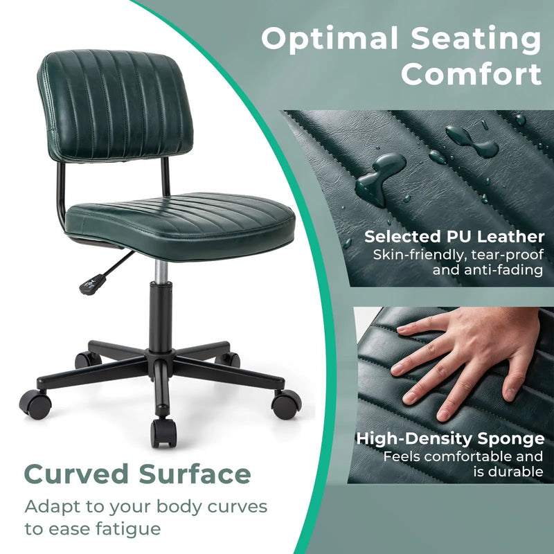 PU Leather Adjustable Office Chair Swivel Task Chair with Backrest by DirectDeals
