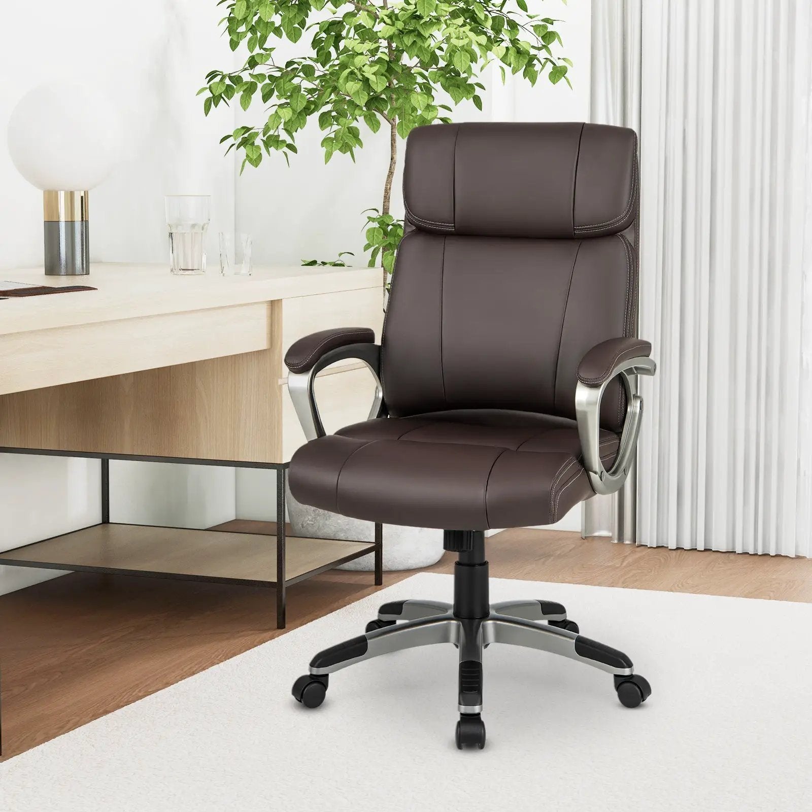 Swivel Ergonomic Office Chair Computer Desk Chair with Wheels-Brown by DirectDeals