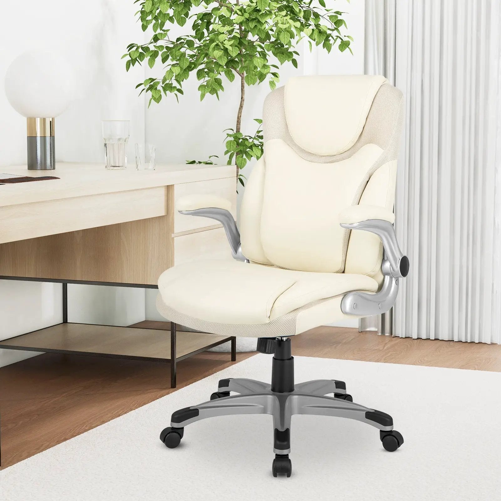 Ergonomic Office PU Leather Executive Chair with Flip-up Armrests and Rocking Function by DirectDeals