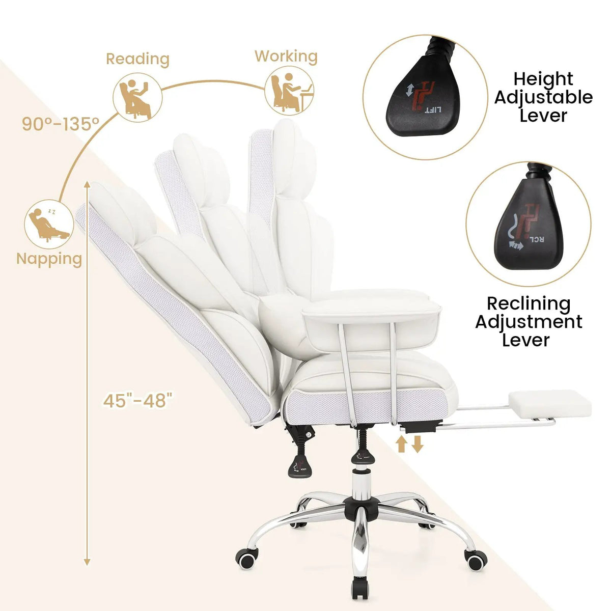 Big and Tall Executive Office Desk Chair with Footrest, photo 8 of 10