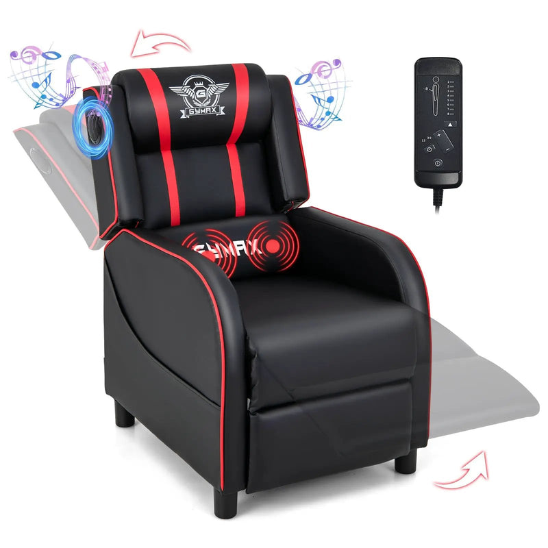 PU Leather Massage Gaming Recliner Chair with Side Pockets by DirectDeals