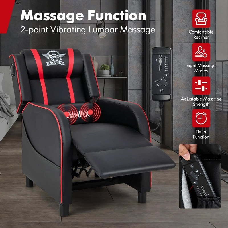 PU Leather Massage Gaming Recliner Chair with Side Pockets by DirectDeals