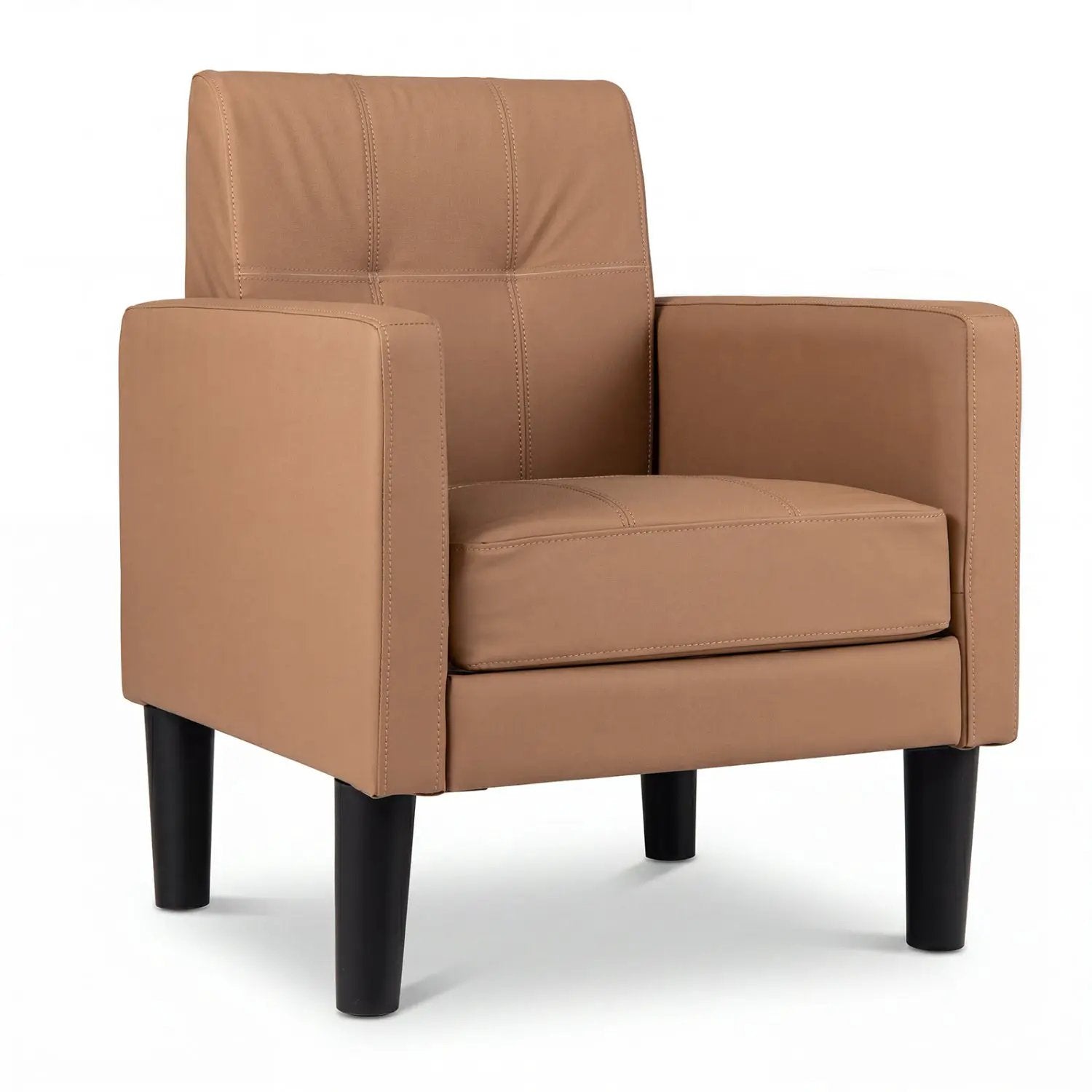 Modern Accent Chair with Removable Cushion - Brown PU Leather by DirectDeals