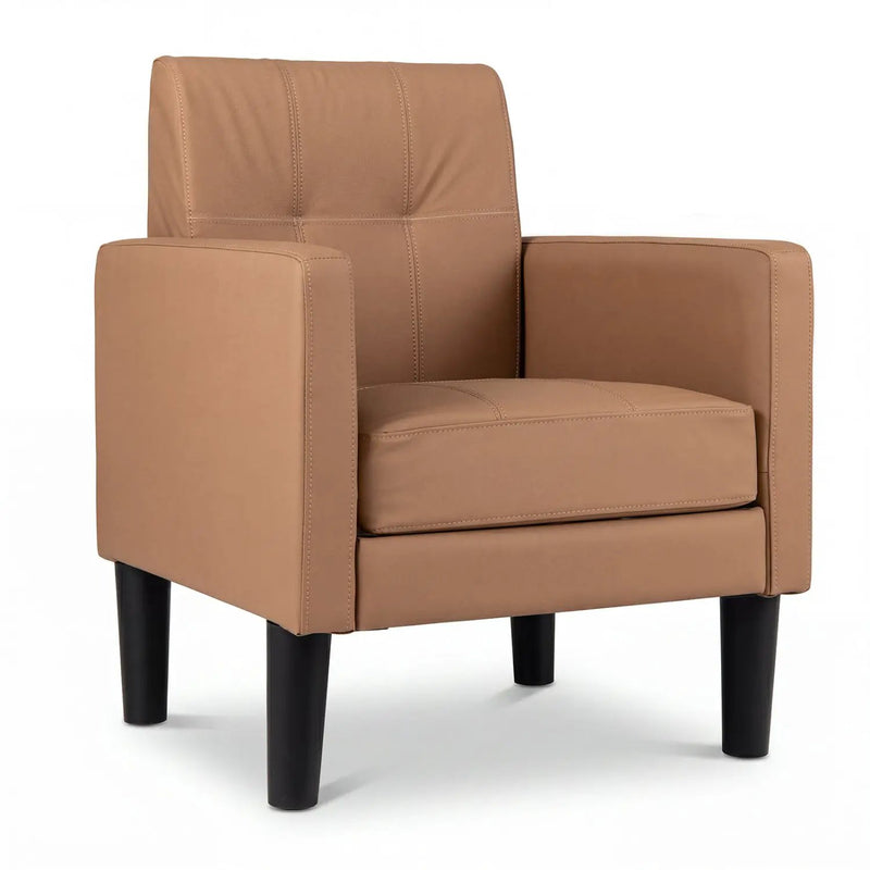 Modern Accent Chair with Removable Cushion - Brown PU Leather by DirectDeals