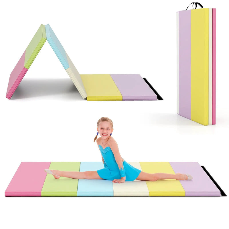 PU Leather Tri-Folding Gymnastics Tumbling Mat with Carrying Handles by DirectDeals