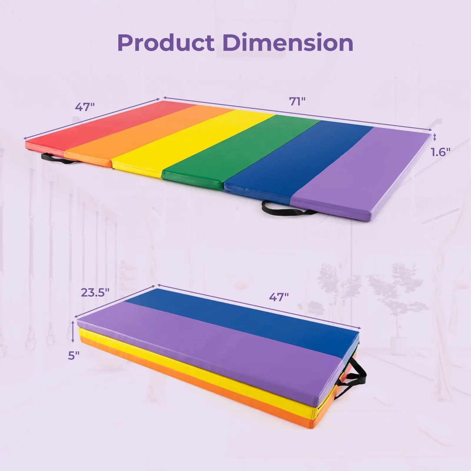PU Leather Tri-Folding Gymnastics Tumbling Mat with Carrying Handles by DirectDeals