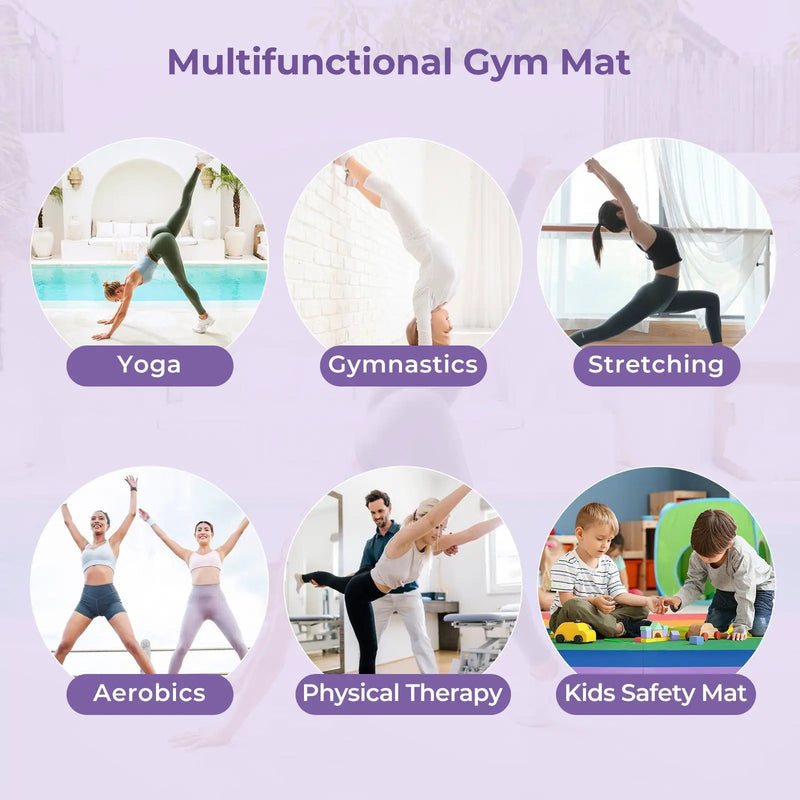 PU Leather Tri-Folding Gymnastics Tumbling Mat with Carrying Handles by DirectDeals