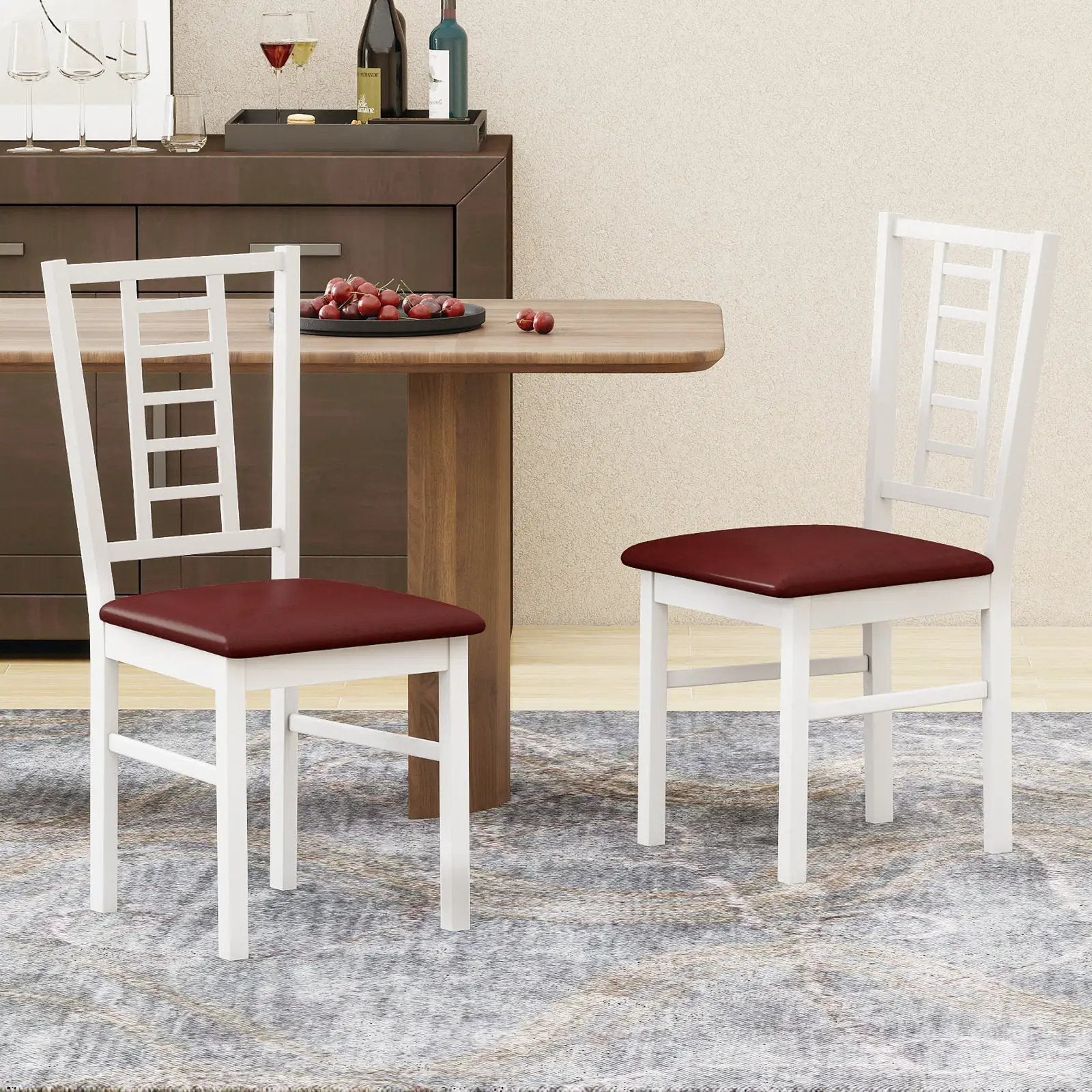 PU Leather Upholstered Wood Dining Chairs Set of 2 by DirectDeals