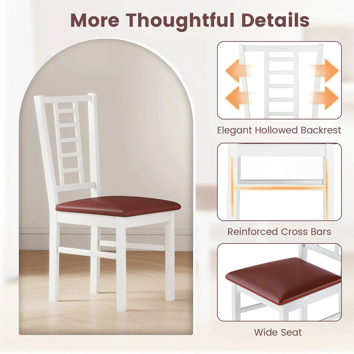 PU Leather Upholstered Wood Dining Chairs Set of 2 by DirectDeals