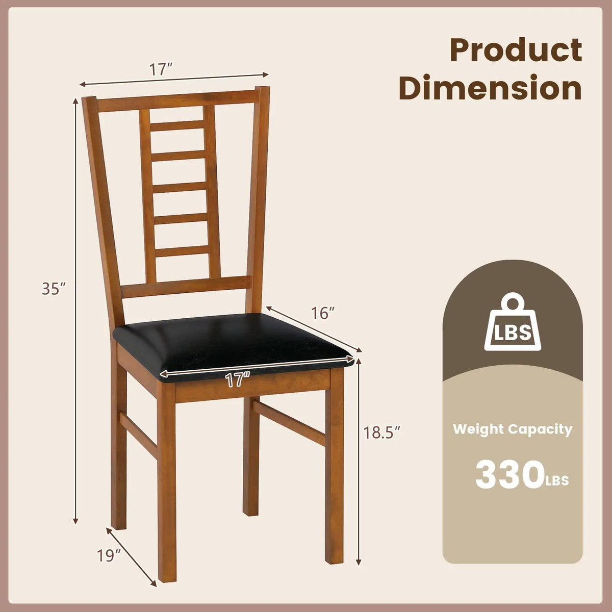 PU Leather Upholstered Wood Dining Chairs Set of 2 by DirectDeals