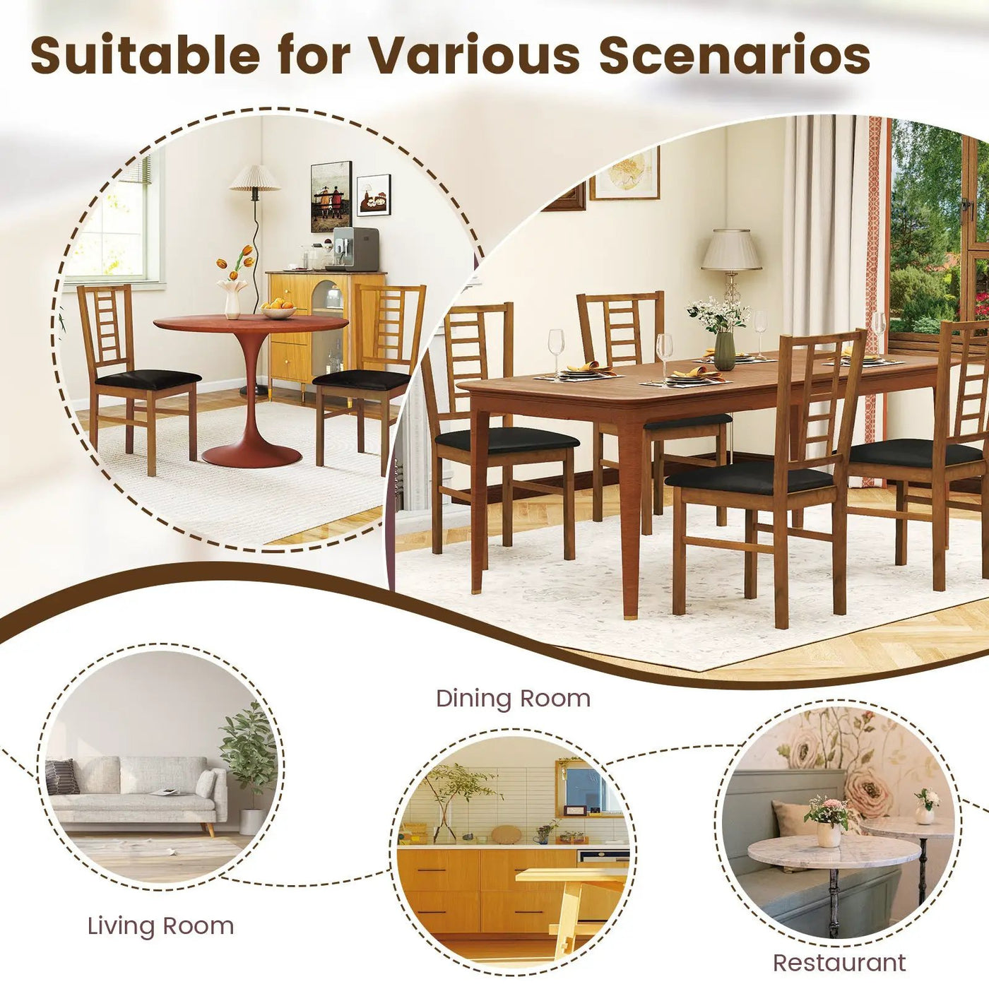 PU Leather Upholstered Wood Dining Chairs Set of 2 by DirectDeals