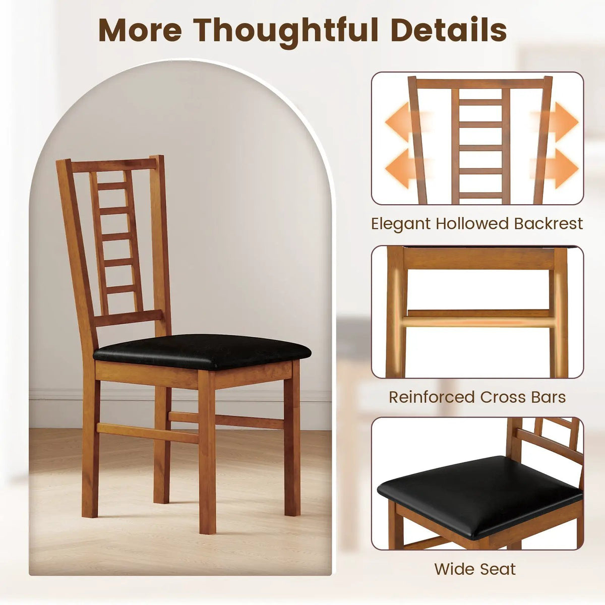 PU Leather Upholstered Wood Dining Chairs Set of 4 by DirectDeals