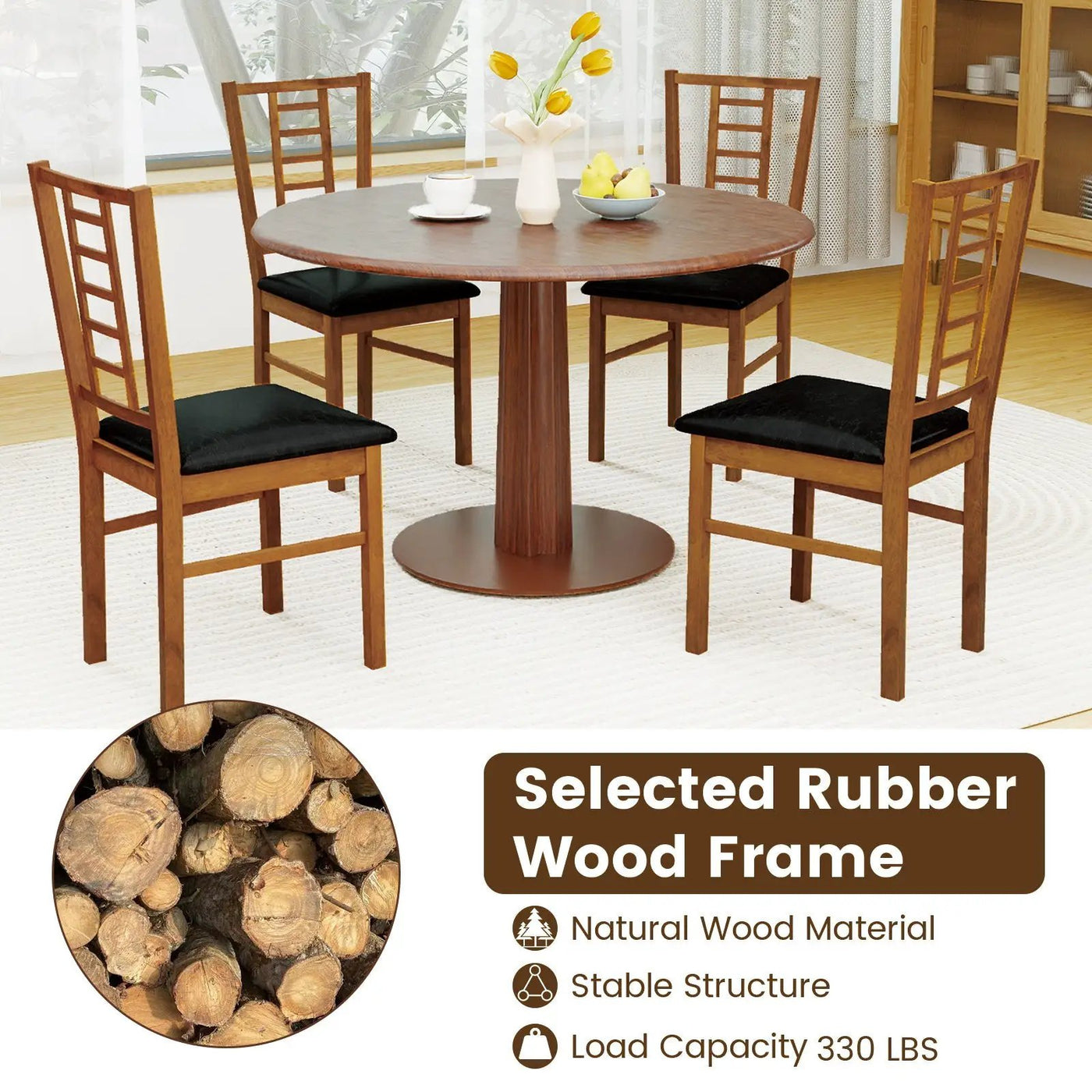 PU Leather Upholstered Wood Dining Chairs Set of 4 by DirectDeals
