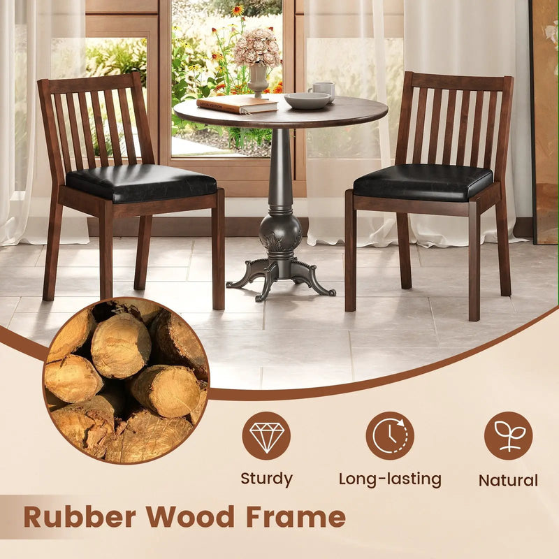 PU Leather Upholstered Dining Chair with Padded Seat Set of 2-Espresso by DirectDeals
