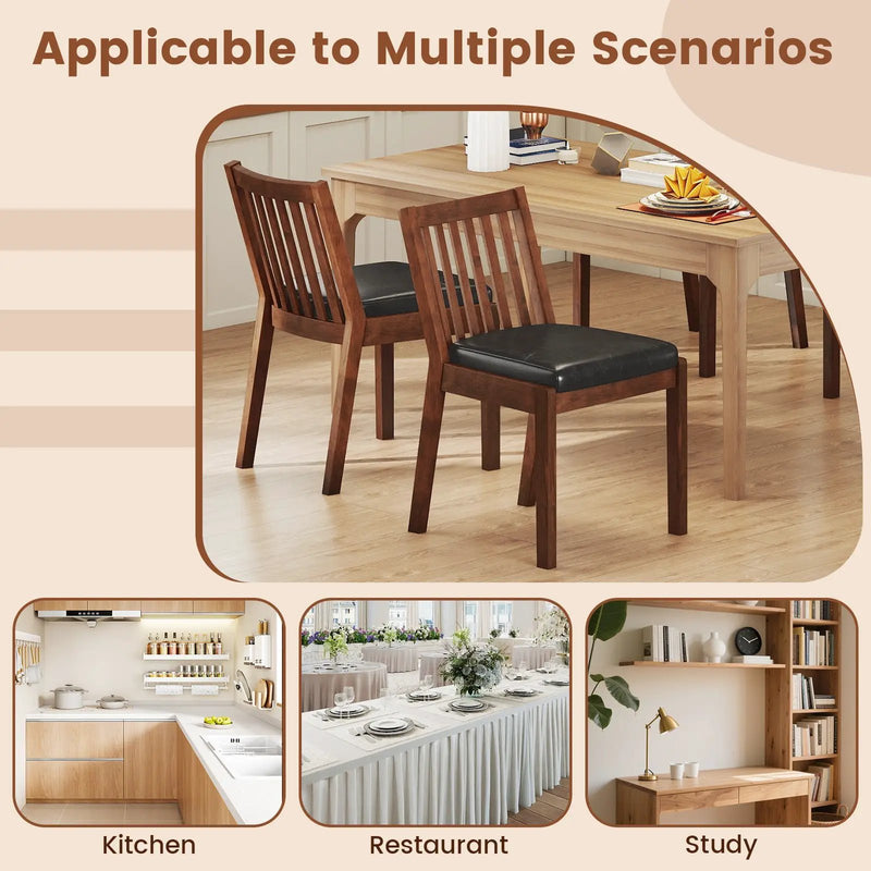 PU Leather Upholstered Dining Chair with Padded Seat Set of 2-Espresso by DirectDeals