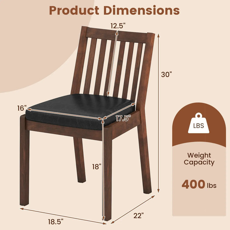 PU Leather Upholstered Dining Chair with Padded Seat Set of 2-Espresso by DirectDeals
