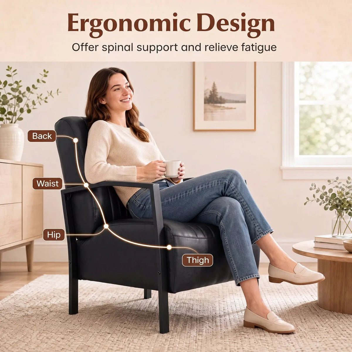 Upholstered Accent Chair with Padded Seat and Armrests, photo 6 of 16