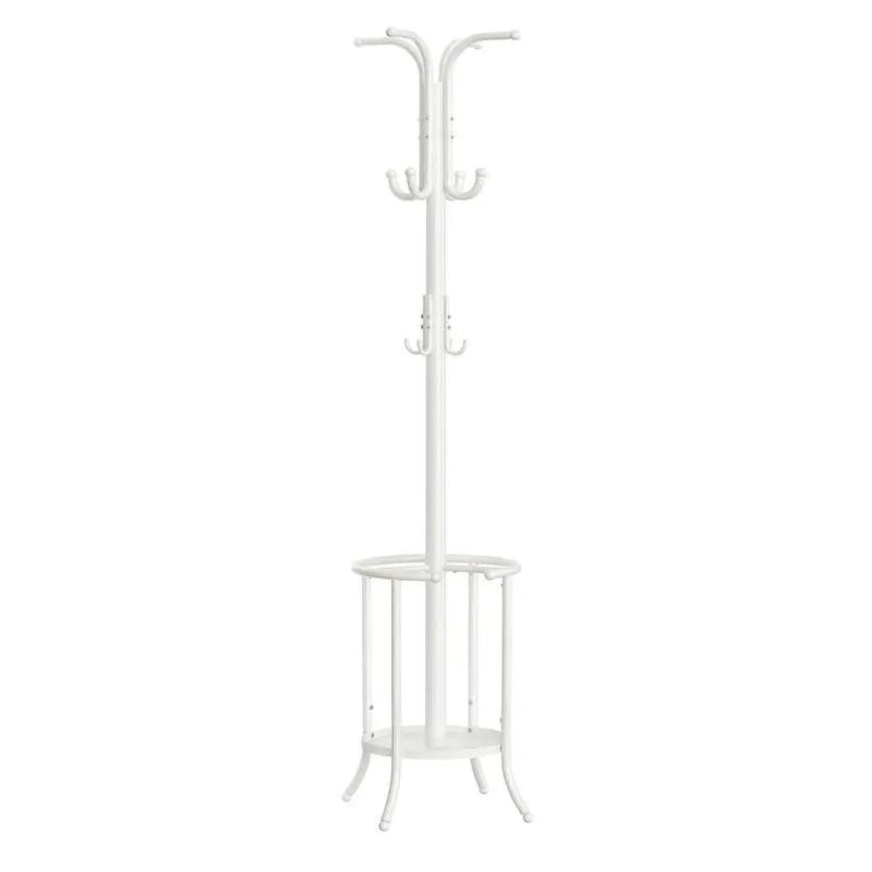 Heavy Duty White Metal Coat Rack with Umbrella Holder by HomePacific