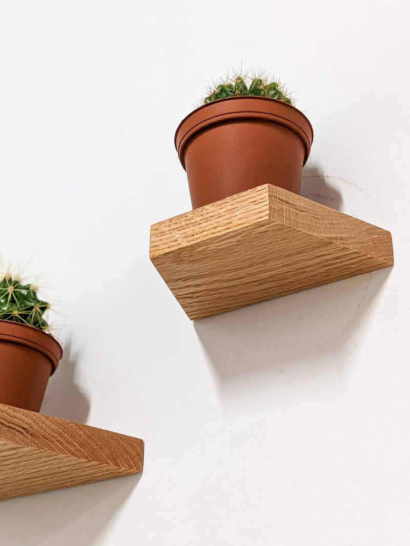Small Trapezoid Display Shelf in Oak by NookWoodworking