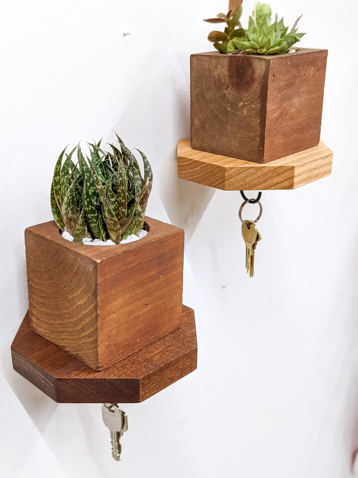 Octagon Shelf with Key Hook in Oak, photo 6 of 10
