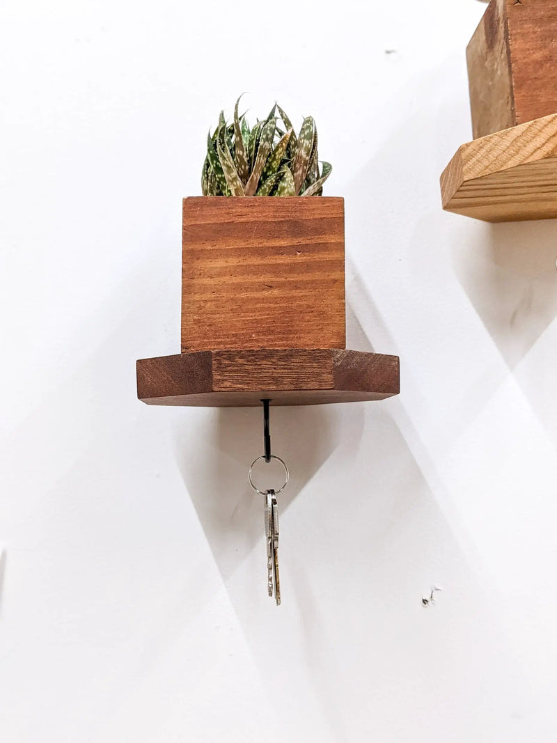 Octagon Shelf with Key Hook in Oak by NookWoodworking