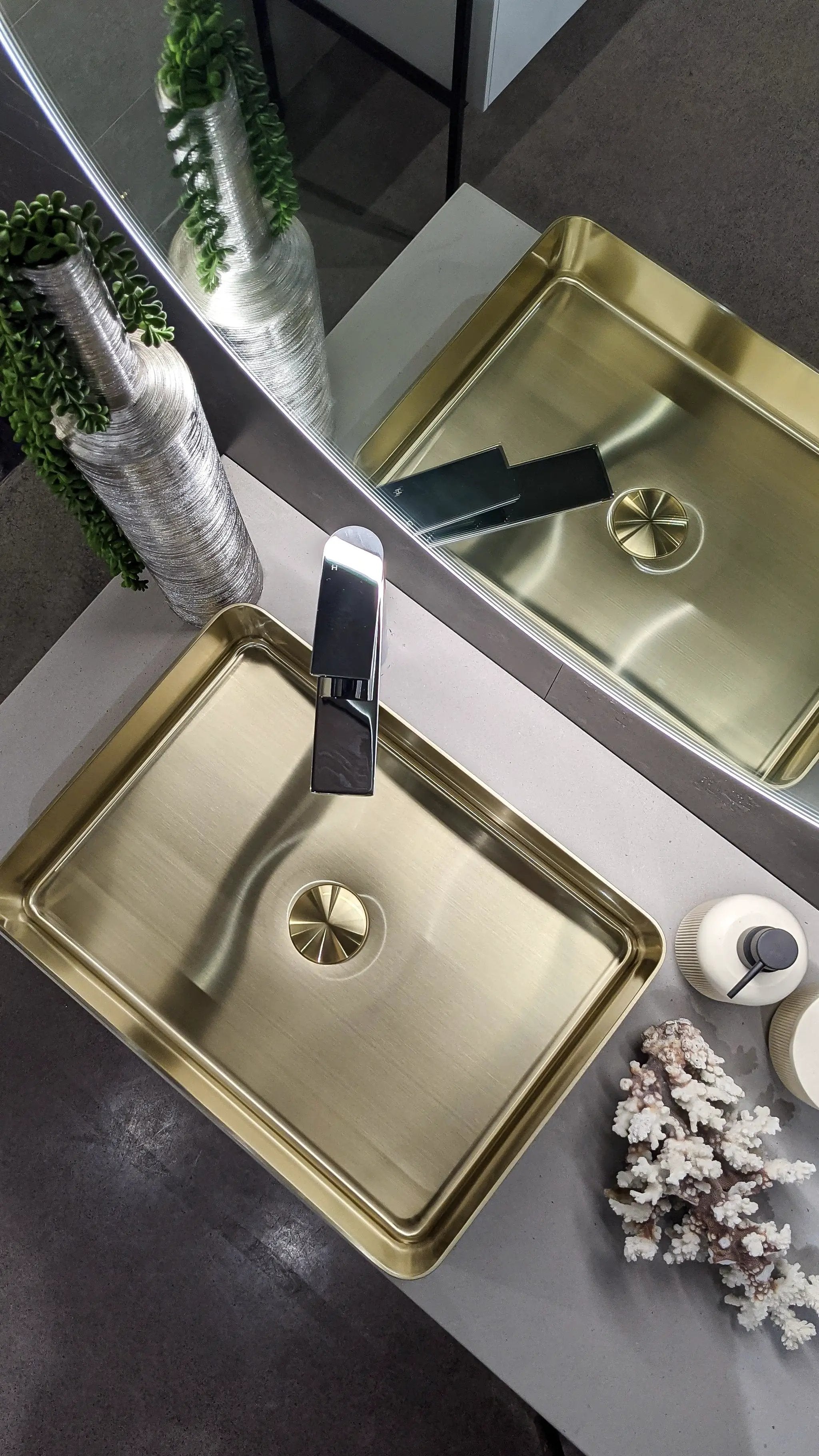 Zeek 18”x13” Gold Rectangular Vessel Bathroom Sink Stainless Steel PVD Nano Tech Coating ZN-G183 by ZEEK
