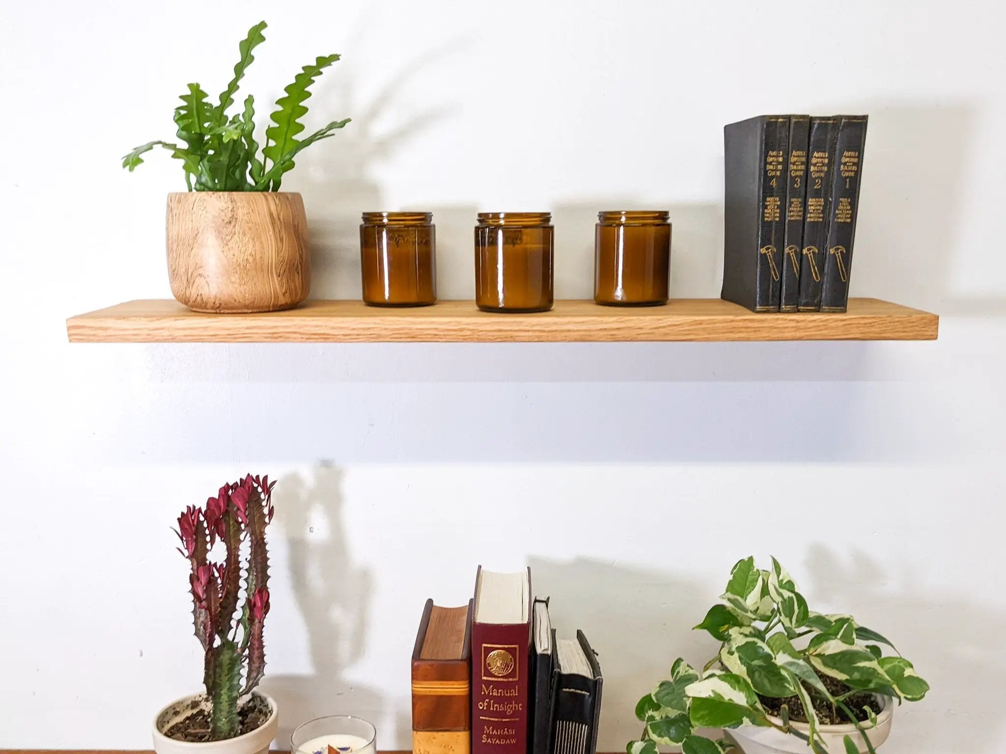 Thin Mahogany Floating Shelf in 6" to 36" lengths by NookWoodworking