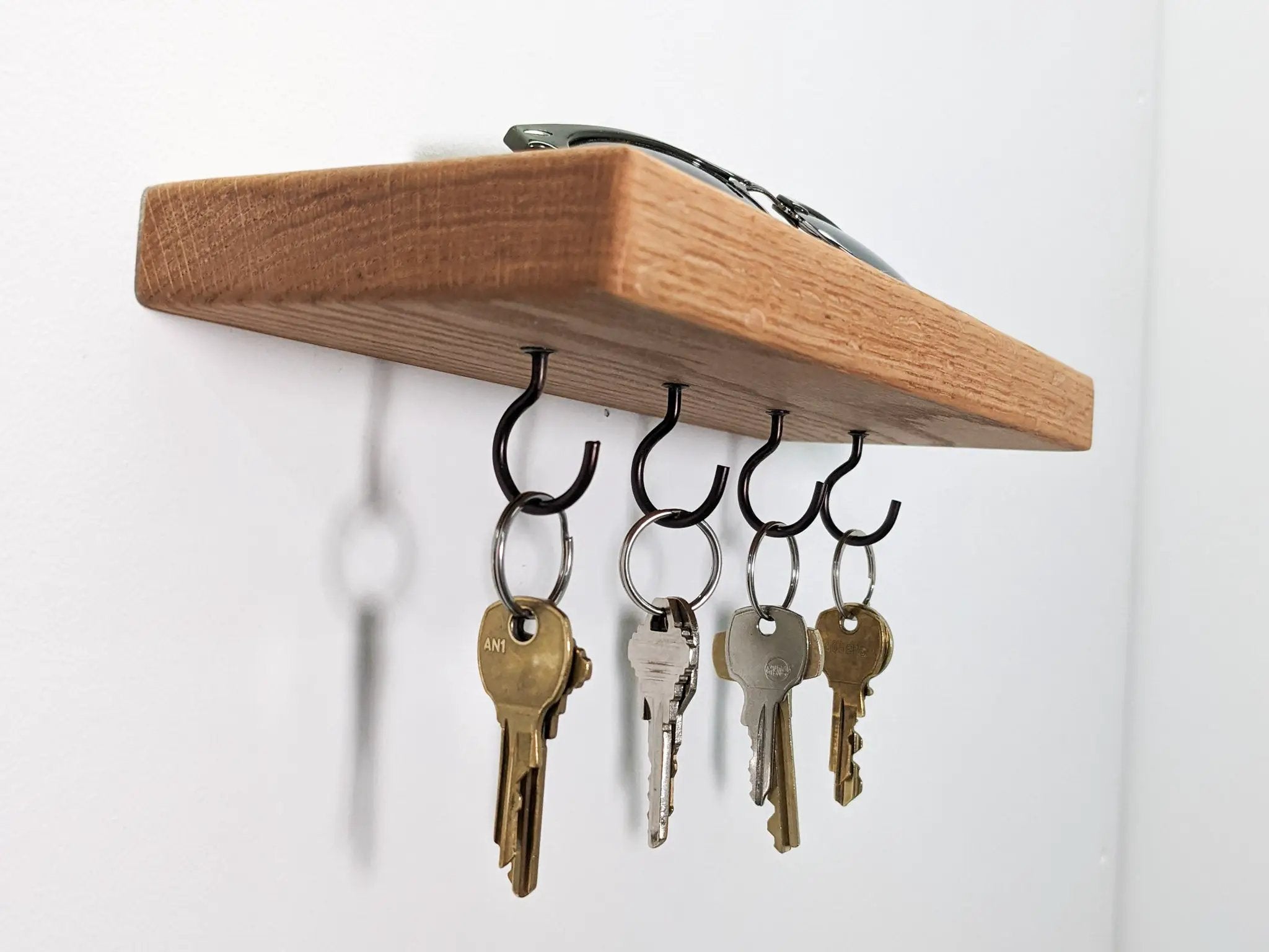 Key Hook Shelf in Oak by NookWoodworking