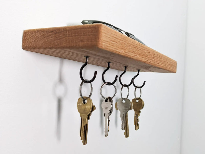 Key Hook Shelf in Oak by NookWoodworking