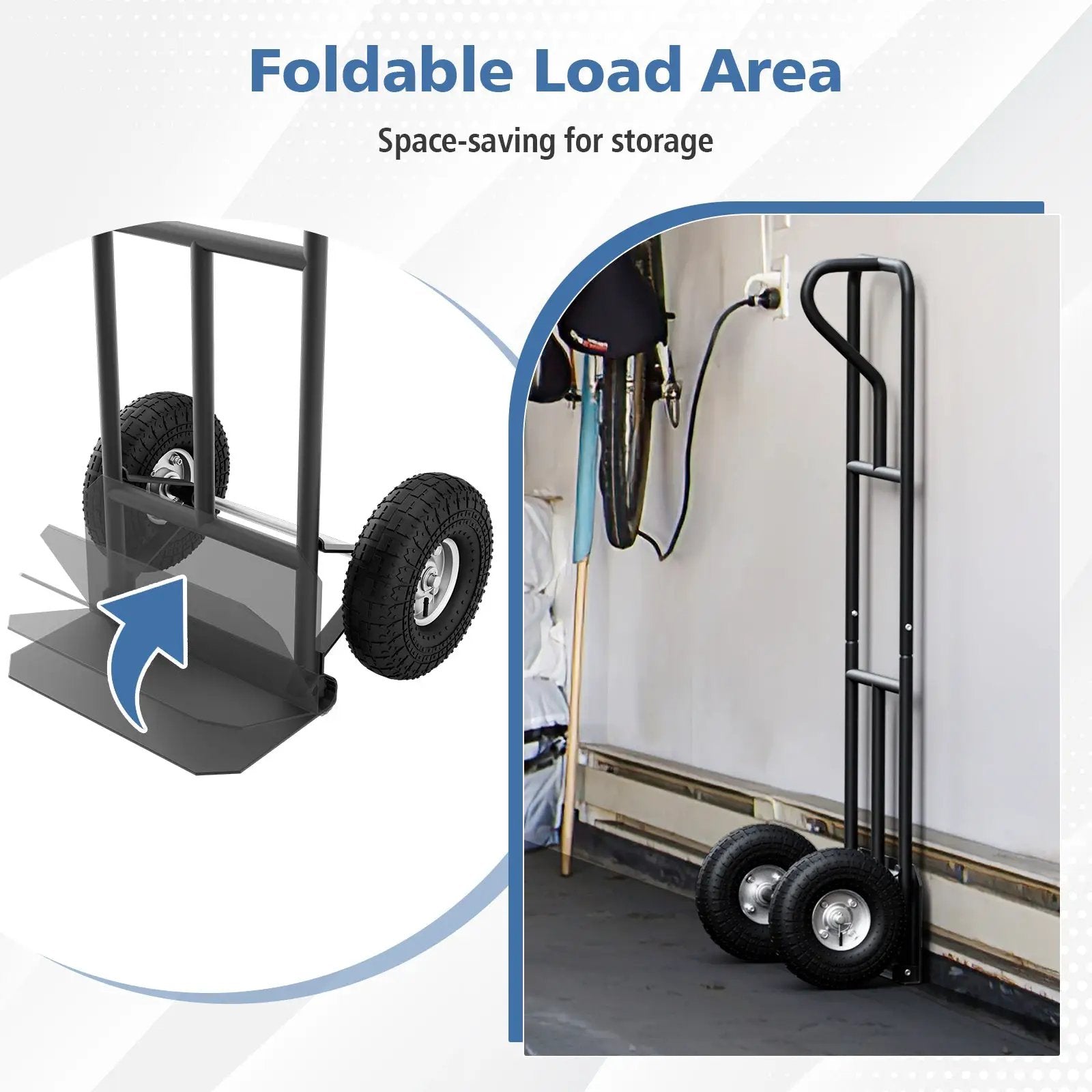 P-Handle Hand Truck with Foldable Load Plate for Warehouse Garage by DirectDeals