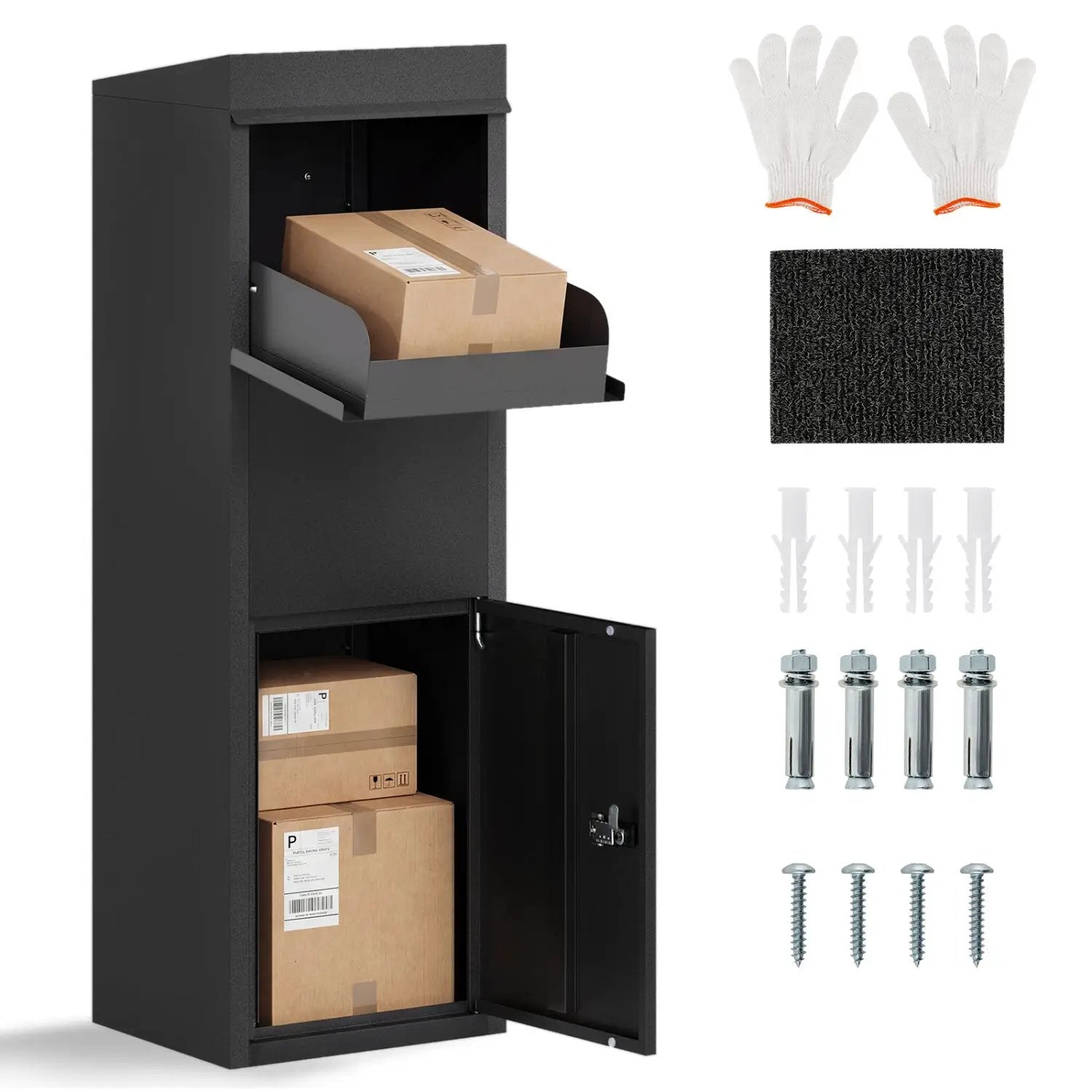 Package Delivery Box for Outside with Anti-Theft Baffle Sloped Roof by DirectDeals
