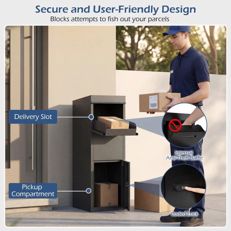 Package Delivery Box for Outside with Anti-Theft Baffle Sloped Roof by DirectDeals