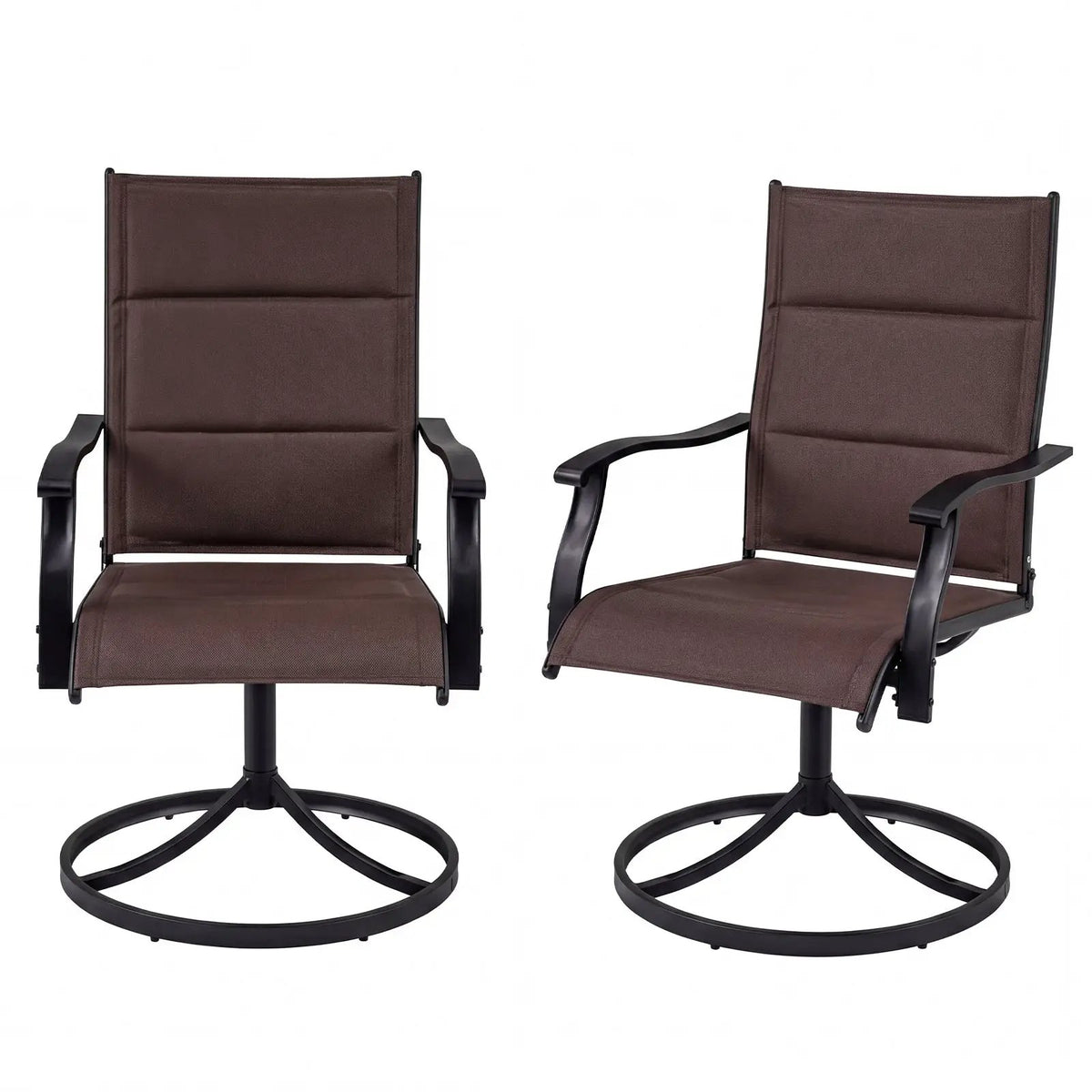 Padded Patio Swivel Chairs Set of 2 Ergonomic Outdoor Dining Chairs with Breathable Fabric, photo 6 of 16